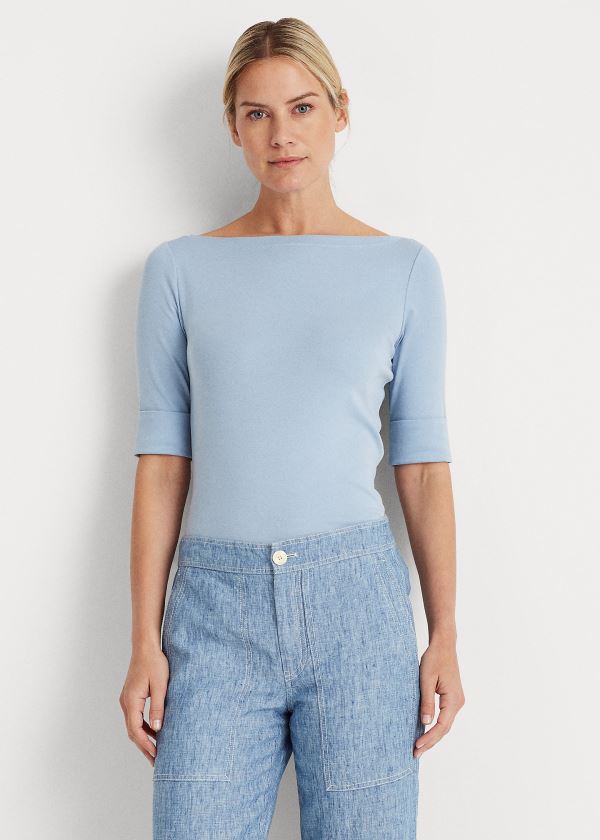 Women's Ralph Lauren Cotton-Blend Boatneck Tops | 981362OLP